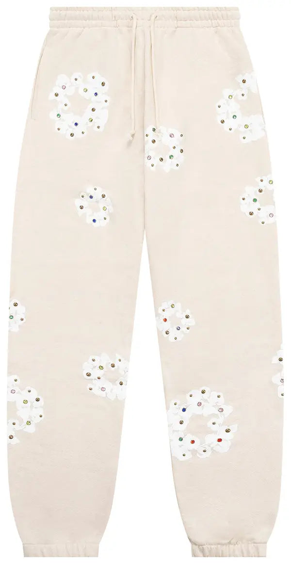 Denim Tears Rhinestone Cotton Wreath Sweatpants 'Oatmeal