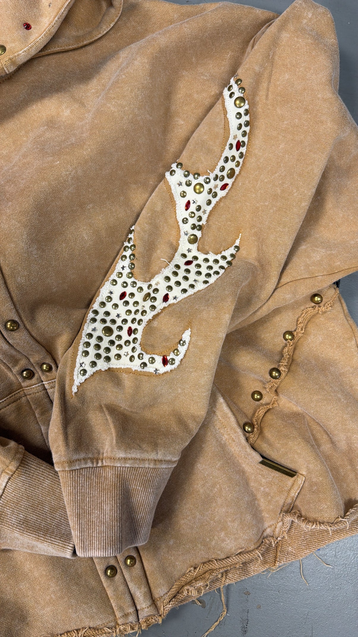 R3BEl Rhinestone Gem Brown Hoodie