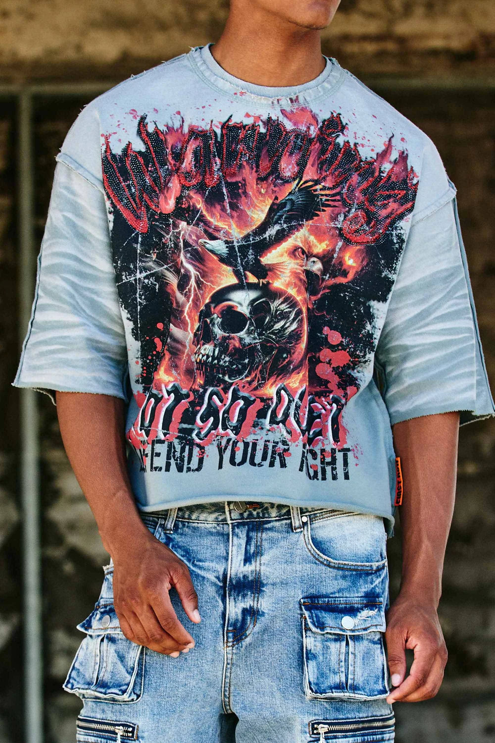 WARNING NOT SO QUIET BURNING SKY CROPPED TEE
