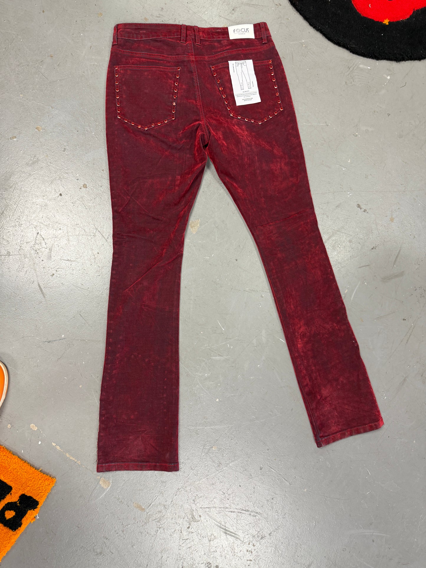 Focus Red Rhine Stone Denim