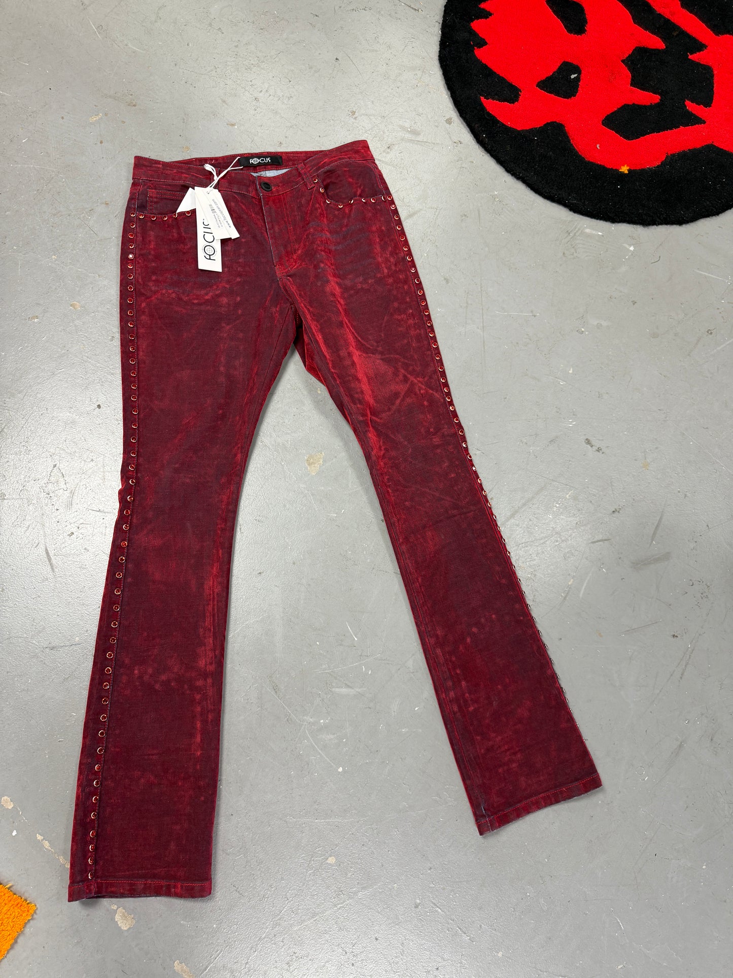 Focus Red Rhine Stone Denim