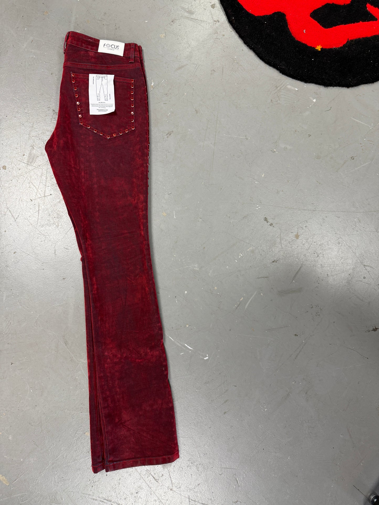 Focus Red Rhine Stone Denim