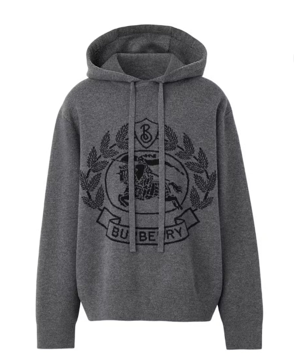 BurBerry EKD wool Jacquard “ Brown” Oversized Hoodie
