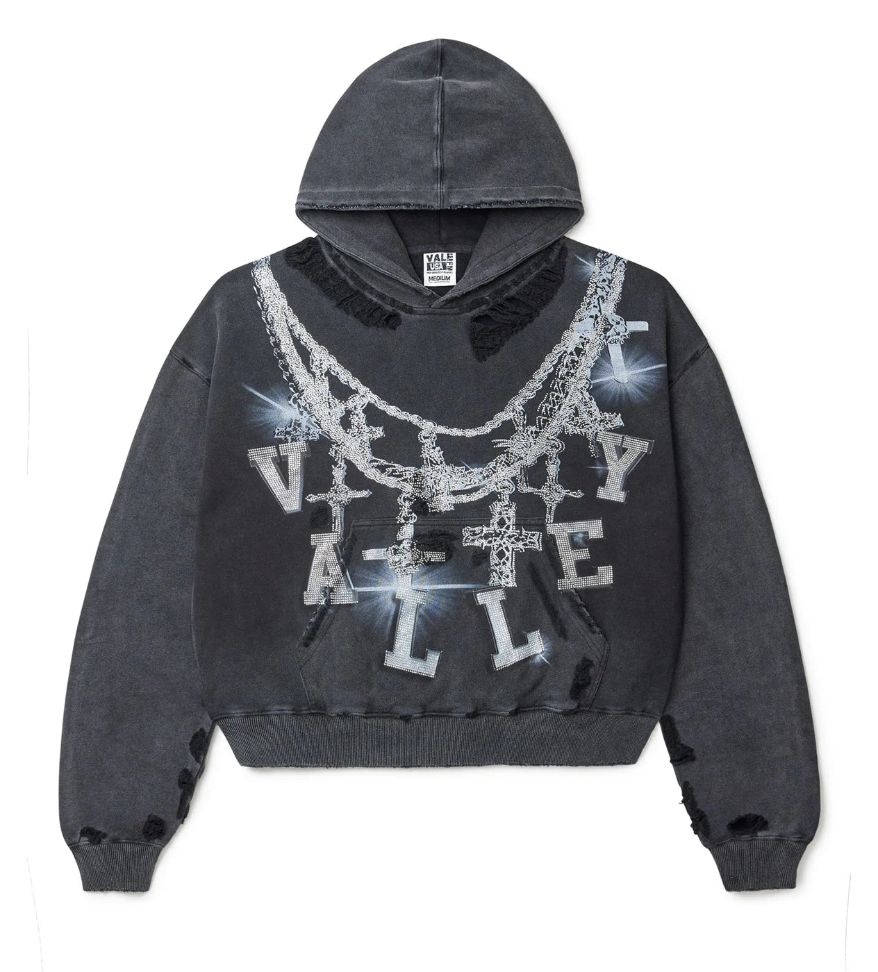 VALE FOREVER BIG CHAIN BEJEWELED HOODIE BLACK