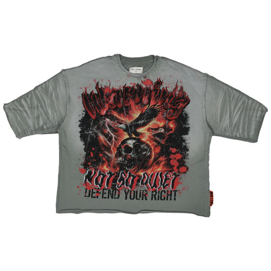 WARNING NOT SO QUIET BURNING SKY CROPPED TEE