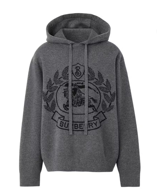 BurBerry EKD wool Jacquard “ Brown” Oversized Hoodie