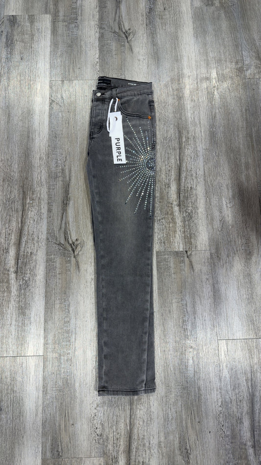 Purple Grey wash Star RhineStone jeans