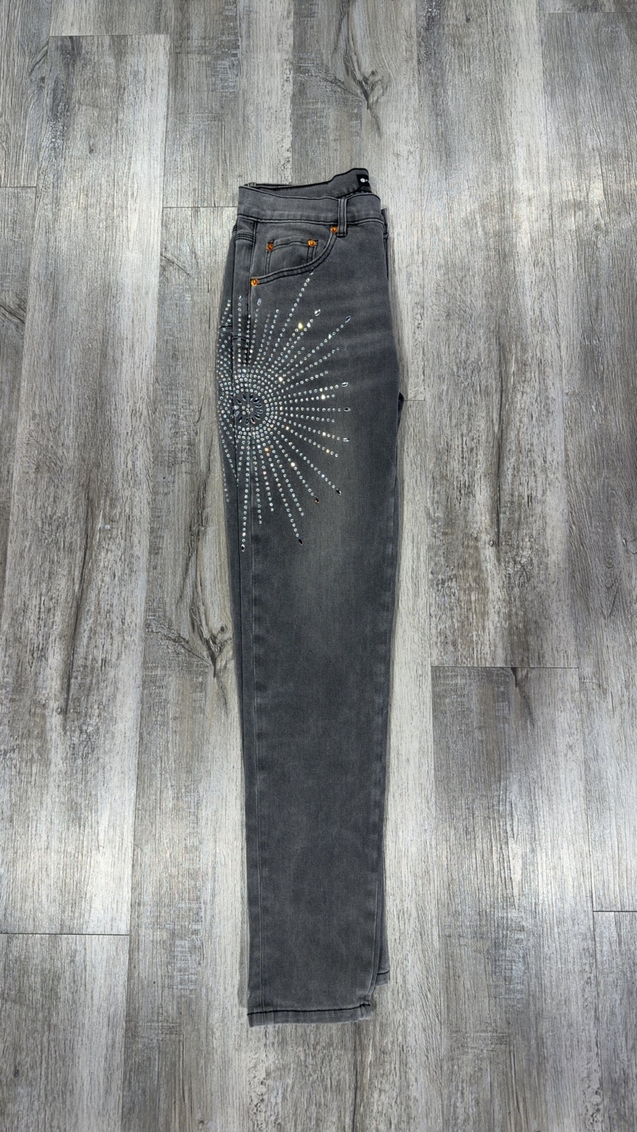 Purple Grey wash Star RhineStone jeans