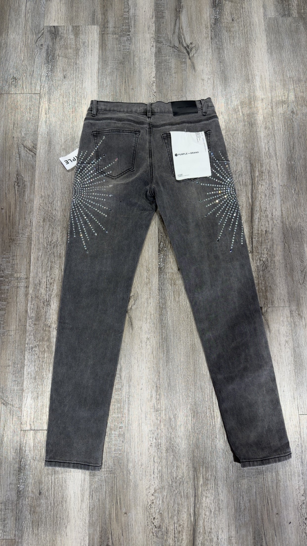 Purple Grey wash Star RhineStone jeans