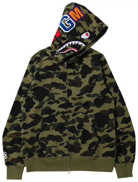 BAPE 1st Camo Shark Full Zip Hoodie 'Green
