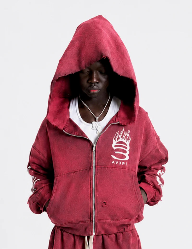 Rose Red Flame Hoodie