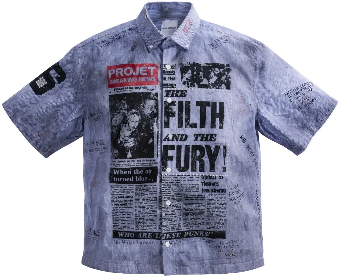 “CALL MY STYLIST” pinstriped button up