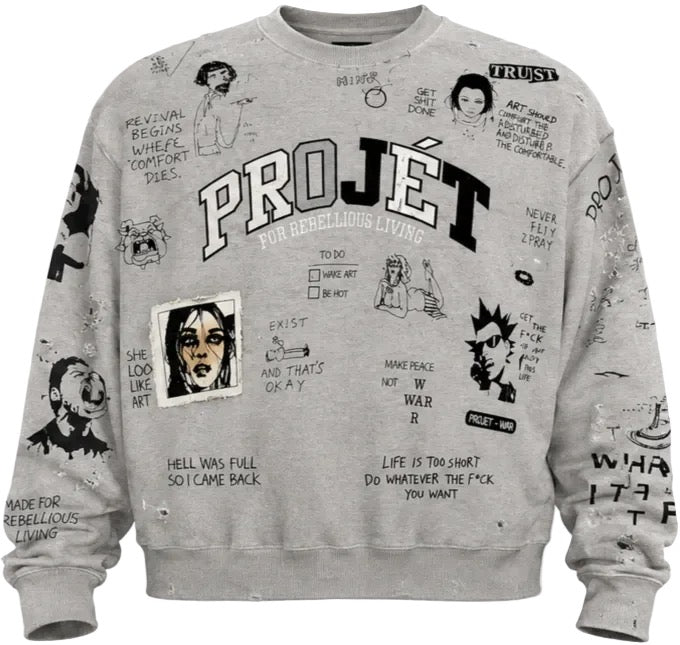 “FOR REBELLIOUS LIVING” long sleeve crewneck