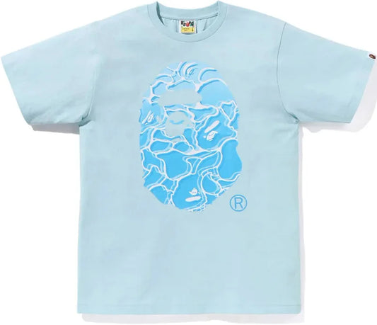 BAPE ABC Sea Surface Camo Ape Head Tee Sax